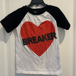 Boys Size 6 Valentines Heart Breaker Short Sleeve TShirt Black White Red Casual